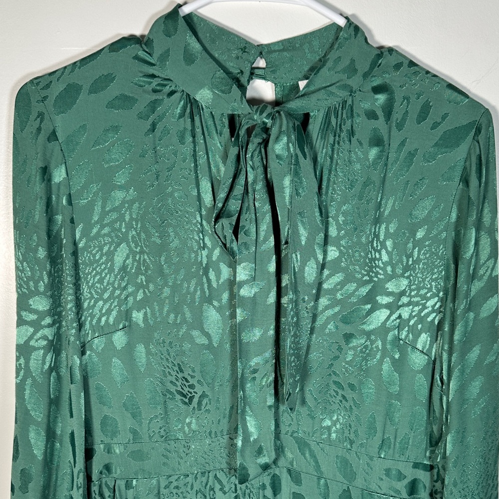 Topshop Emerald Green Statement Wide-Leg Jumpsuit – Tie Neck – Size 6 - Picture 7 of 15